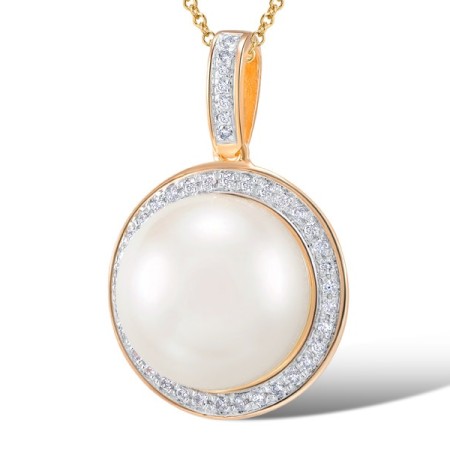 14KRW Pendant Diamond,Fresh Water White Pearl (P304360FWP14KRW)