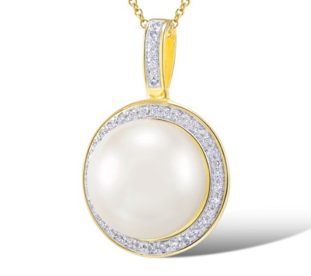 14KYW Pendant Diamond,Fresh Water White Pearl (P304360FWP14KYW)