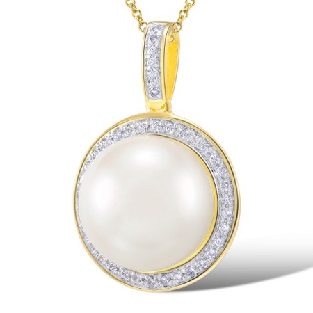 14KYW Pendant Diamond,Fresh Water White Pearl (P304360FWP14KYW)