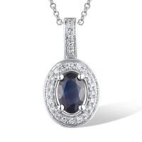 14KW Pendant Blue Sapphire,Diamond without chain (P304361SAP14KW)