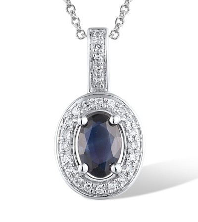 14KW Pendant Blue Sapphire,Diamond without chain (P304361SAP14KW)