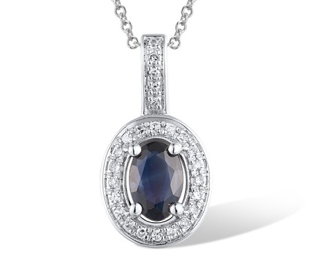 14KW Pendant Blue Sapphire,Diamond without chain (P304361SAP14KW)