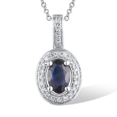 14KW Pendant Blue Sapphire,Diamond without chain (P304361SAP14KW)