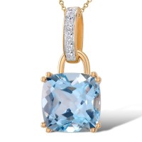 14KRW Pendant Blue Topaz (Sky Blue),Diamond (P304362BKT14KRW)