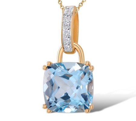 14KRW Pendant Blue Topaz (Sky Blue),Diamond (P304362BKT14KRW)