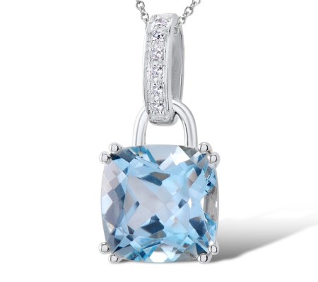 14KW Pendant Diamond,Blue Topaz (Sky Blue) (P304362BKT14KW)