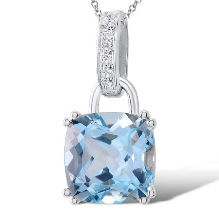 14KW Pendant Diamond,Blue Topaz (Sky Blue) (P304362BKT14KW)