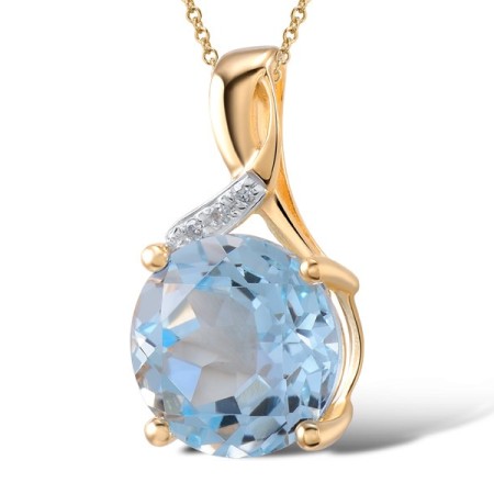 14KRW Pendant Blue Topaz (Sky Blue),Diamond (P304363BKT14KRW)