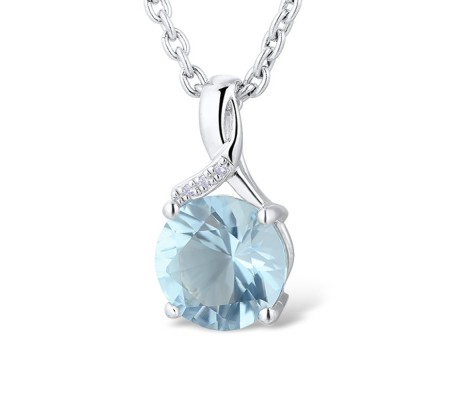 14KW Pendant Diamond,Blue Topaz (Sky Blue) (P304363BKT14KW)