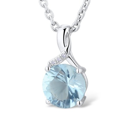 14KW Pendant Diamond,Blue Topaz (Sky Blue) (P304363BKT14KW)