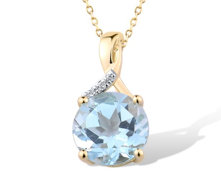 14KYW Pendant Blue Topaz (Sky Blue),Diamond (P304363BKT14KYW)