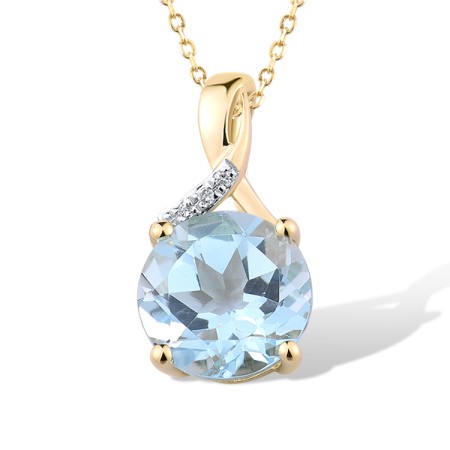 14KYW Pendant Blue Topaz (Sky Blue),Diamond (P304363BKT14KYW)