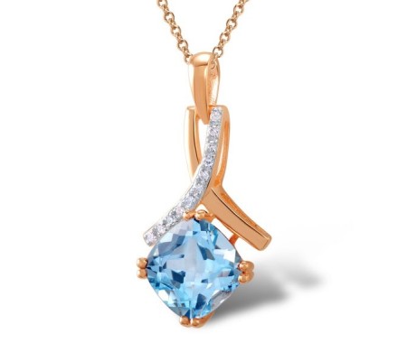 14KRW Pendant Blue Topaz (Sky Blue),Diamond (P304364BKT14KRW)