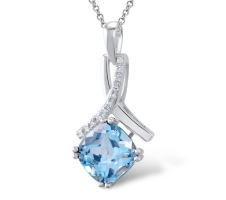14KW Pendant Diamond,Blue Topaz (Sky Blue) (P304364BKT14KW)