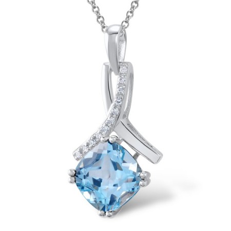 14KW Pendant Diamond,Blue Topaz (Sky Blue) (P304364BKT14KW)