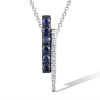 14KWB Pendant Blue Sapphire,Diamond without chain (P304371SAP14KWB)