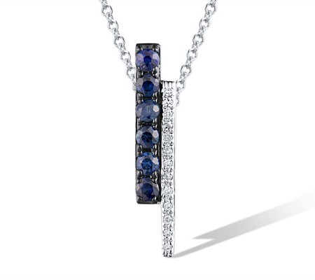 14KWB Pendant Blue Sapphire,Diamond without chain (P304371SAP14KWB)
