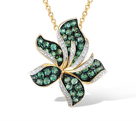 14KYWB Pendant Diamond,Emerald (P304391EMR14KYWB)