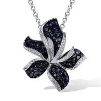 14KWB Pendant Blue Sapphire,Diamond without chain (P304391SAP14KWB)