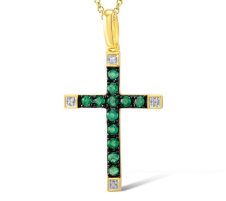 14KYWB Pendant Emerald,Diamond (P304400EMR14KYWB)