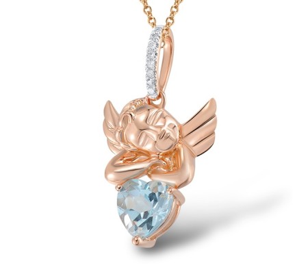 14KRW Pendant Diamond,Blue Topaz (Sky Blue) (P304409BKT14KRW)