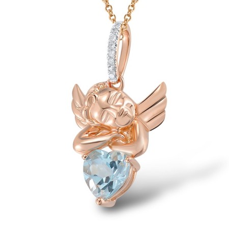 14KRW Pendant Diamond,Blue Topaz (Sky Blue) (P304409BKT14KRW)