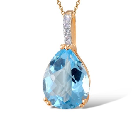 14KRW Pendant Blue Topaz (Sky Blue),Diamond (P304410BKT14KRW)