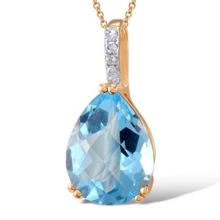 14KRW Pendant Blue Topaz (Sky Blue),Diamond (P304410BKT14KRW)