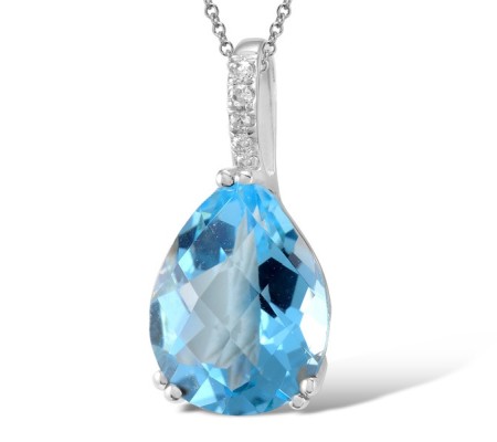 14KW Pendant Diamond,Blue Topaz (Sky Blue) (P304410BKT14KW)