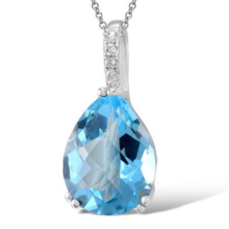 14KW Pendant Diamond,Blue Topaz (Sky Blue) (P304410BKT14KW)