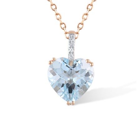 14KRW Pendant Blue Topaz (Sky Blue),Diamond (P304411BKT14KRW)