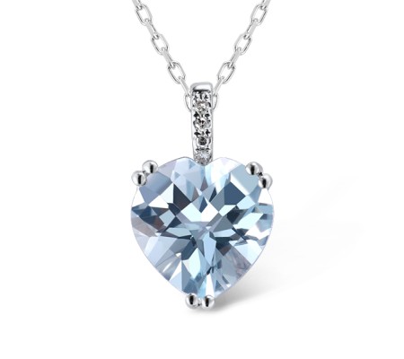 14KW Pendant Blue Topaz (Sky Blue),Diamond (P304411BKT14KW)