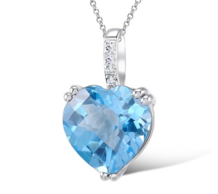 14KW Pendant Blue Topaz (Swiss Blue),Diamond (P304411BLT14KW)