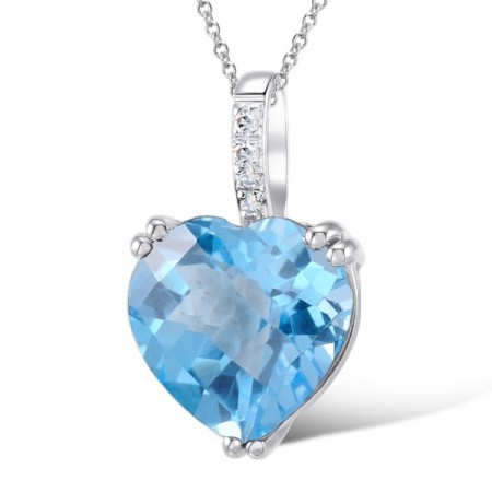 14KW Pendant Blue Topaz (Swiss Blue),Diamond (P304411BLT14KW)