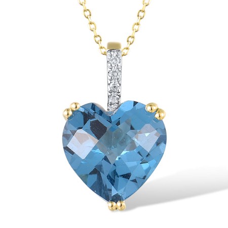14KYW Pendant Blue Topaz (Swiss Blue),Diamond without chain (P304411BLT14KYW)