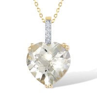 14KYW Pendant Diamond,Prasiolite (Green Amethyst) (P304411GAM14KYW)