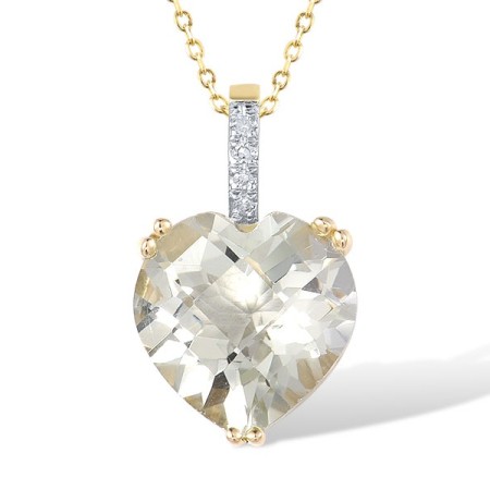 14KYW Pendant Diamond,Prasiolite (Green Amethyst) (P304411GAM14KYW)