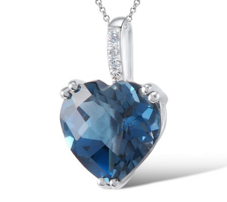14KW Pendant Diamond,London Blue Topaz (P304411LDB14KW)
