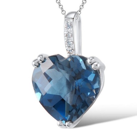 14KW Pendant Diamond,London Blue Topaz (P304411LDB14KW)