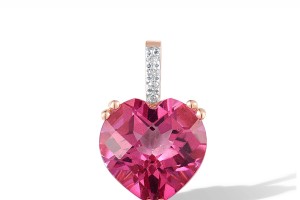 14KRW Pendant Diamond,Pink Topaz (P304411PNT14KRW)