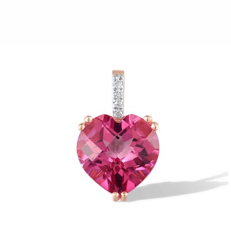 14KRW Pendant Diamond,Pink Topaz (P304411PNT14KRW)