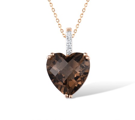 14KRW Pendant Diamond,Smoky Quartz (P304411SKQ14KRW)
