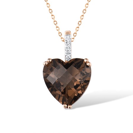 14KRW Pendant Diamond,Smoky Quartz (P304411SKQ14KRW)