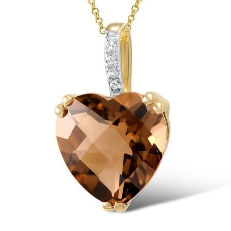 14KYW Pendant Diamond,Smoky Quartz (P304411SKQ14KYW)
