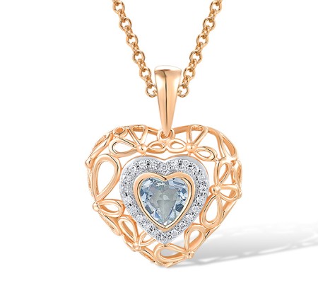 14KRW Pendant Diamond,Blue Topaz (Sky Blue) (P304412BKT14KRW)