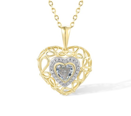 14KYW Pendant Blue Topaz (Sky Blue),Diamond (P304412BKT14KYW)