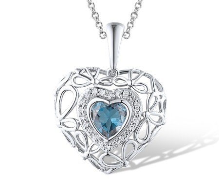 14KW Pendant London Blue Topaz,Diamond (P304412LDB14KW)