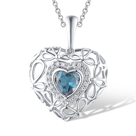 14KW Pendant London Blue Topaz,Diamond (P304412LDB14KW)