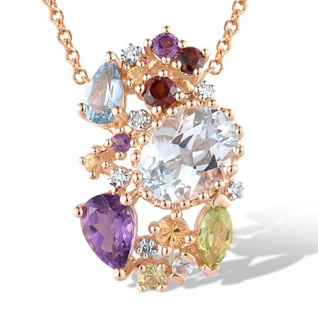 14KRW Pendant Peridot,Blue Topaz (Swiss Blue),Yellow Sapphire,Diamond,Amethyst,Garnet,Blue Topaz (Sky Blue) (P304414MUL114KRW)