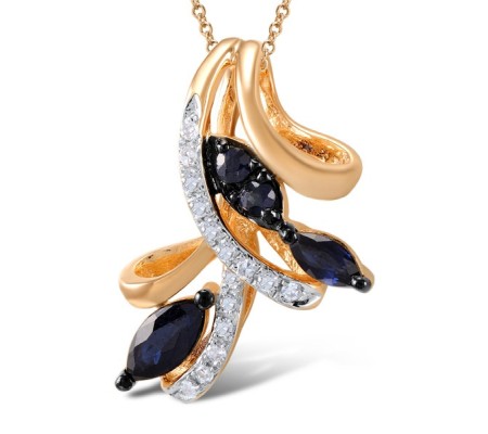 14KRWB Pendant Blue Sapphire,Diamond (P304419SAP14KRWB)